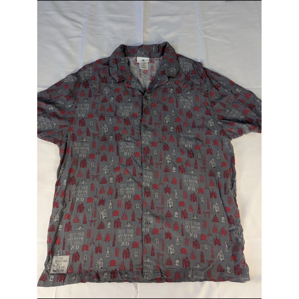 Disney Parks EPCOT Food Wine Festival 2019 Mens Button Up Shirt XL